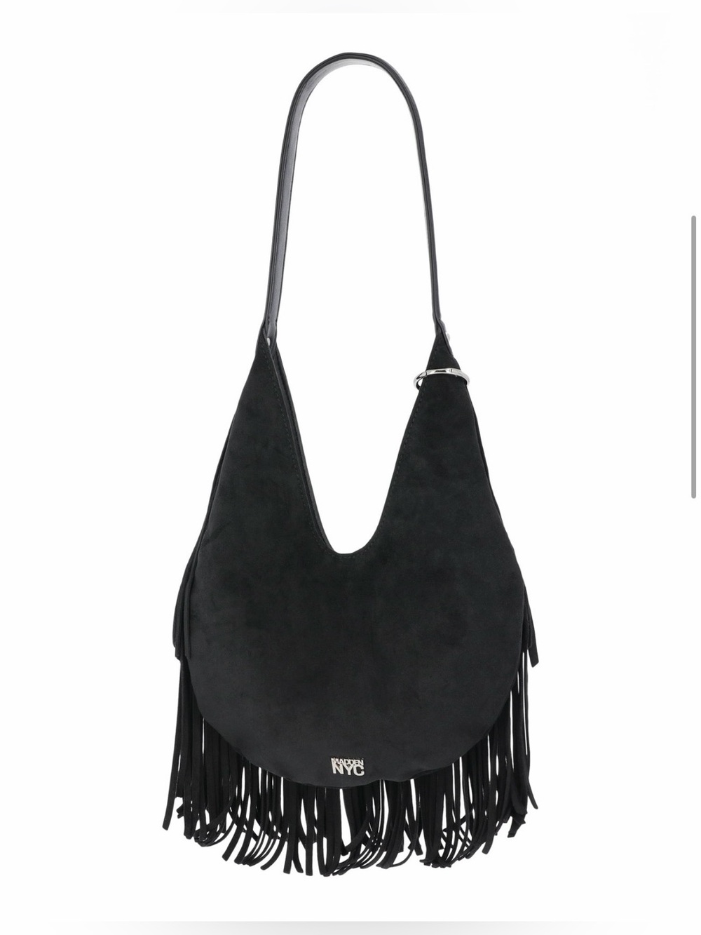 Madden NYC Women's Fringe Hobo Bag w/ Keychains, Black NEW WITH TAG - Picture 2 of 7
